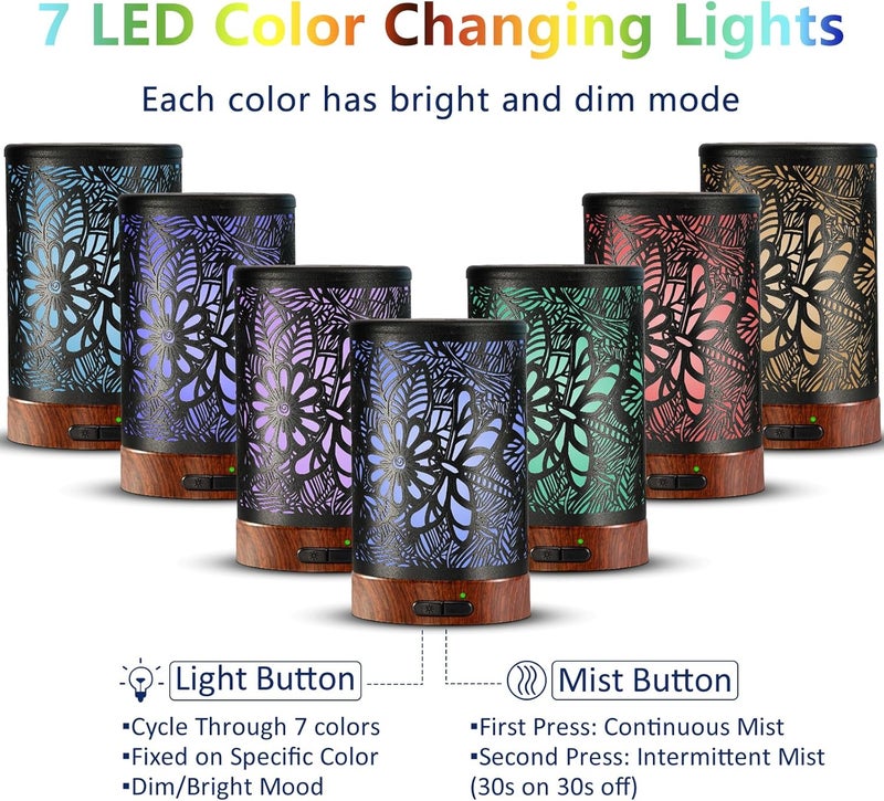 EQUSUPRO Essential Oil Diffuser Aromatherapy Diffuser - Metal Aroma Diffuser for Home 150ml Ultrasonic Cool Mist Diffuser with 7 Colors Light Auto Shut-Off Protection for Home Office Decor & Gift (Dragonfly) - Image 3